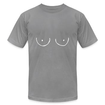 Cleavage boobs tits breasts breast gift - Unisex Jersey T-Shirt by Bella + Canvas - slate - Front - Jose (178cm)