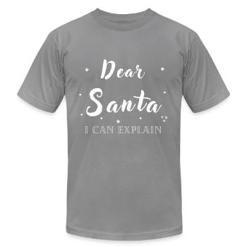 Christmas Funny Gift Secret Santa Holiday Friends - Unisex Jersey T-Shirt by Bella + Canvas - slate - Front - Jose (178cm)