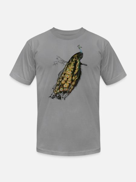 Beautiful Peacock - Unisex Jersey T-Shirt by Bella + Canvas - slate