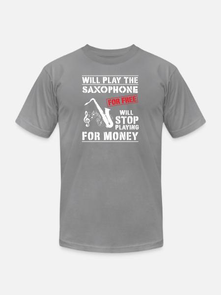 Funny Saxophone Player Marching Band T-Shirt - Unisex Jersey T-Shirt by Bella + Canvas - slate