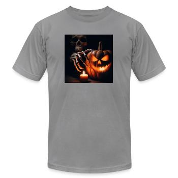 Bienvenue à Halloween - T-shirt unisexe Bella + Canvas - ardoise - Devant - Jose (178cm)