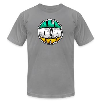 All Da Hype t-shirt - Unisex Jersey T-Shirt by Bella + Canvas - slate - Front - Jose (178cm)
