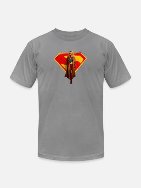Supergirl Movie Kara In Front Of Supergirl Emblem - Unisex Jersey T-Shirt by Bella + Canvas - slate