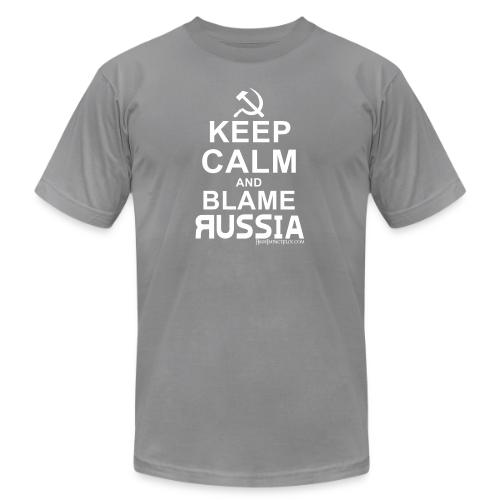 Keep Calm and Blame Russia (white) - Unisex Jersey T-Shirt by Bella + Canvas