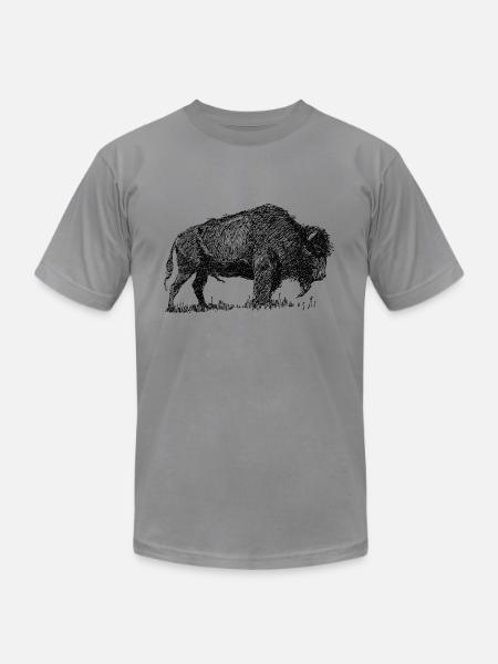 Bison shirt-Bufallo tee-retro vintage T-Shirt - Unisex Jersey T-Shirt by Bella + Canvas - slate