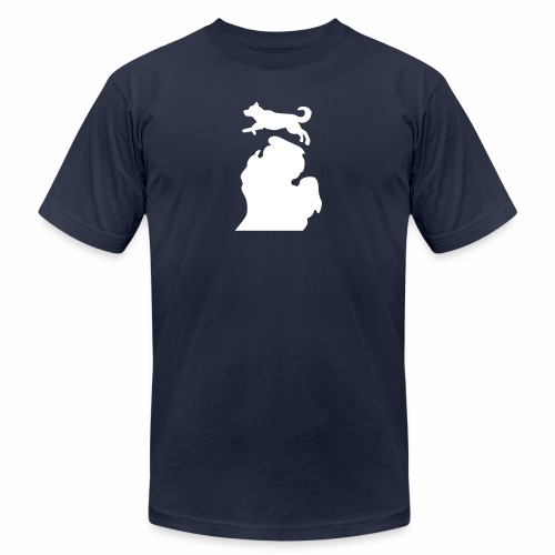Bark Michigan Husky - Michigan Tech Colors - Unisex Jersey T-Shirt by Bella + Canvas