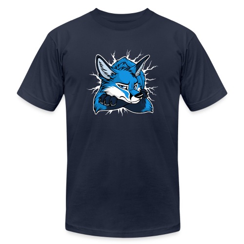STUCK grumpy Fox Blue (double-sided) - Unisex Jersey T-Shirt by Bella + Canvas