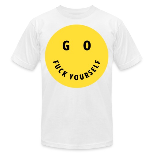 GO FUCK YOURSELF Smile and Eyes Yellow Circle - Unisex Jersey T-Shirt by Bella + Canvas