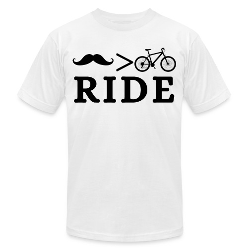 Mustache Ride beats Bicycle Ride - Unisex Jersey T-Shirt by Bella + Canvas