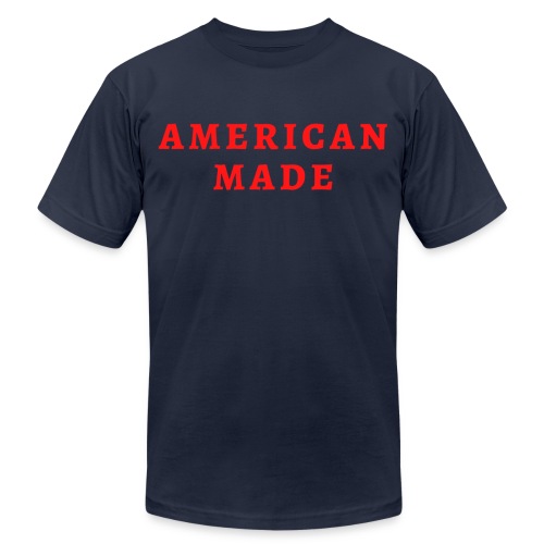 AMERICAN MADE (in red letters) - Unisex Jersey T-Shirt by Bella + Canvas