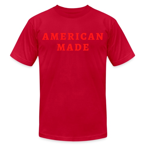 AMERICAN MADE (in red letters) - Unisex Jersey T-Shirt by Bella + Canvas