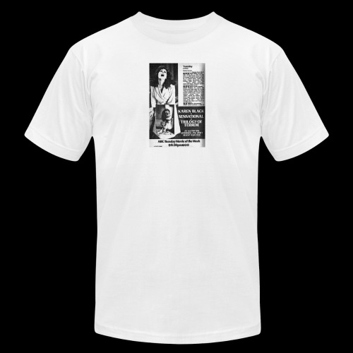 Trilogy of Terror Newspaper Ad - Unisex Jersey T-Shirt by Bella + Canvas