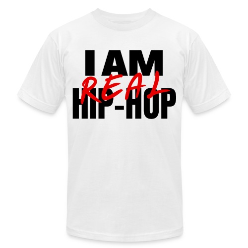 I Am REAL Hip Hop (black & red version) - Unisex Jersey T-Shirt by Bella + Canvas