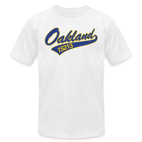Oakland Gold_blue stroke - Unisex Jersey T-Shirt by Bella + Canvas