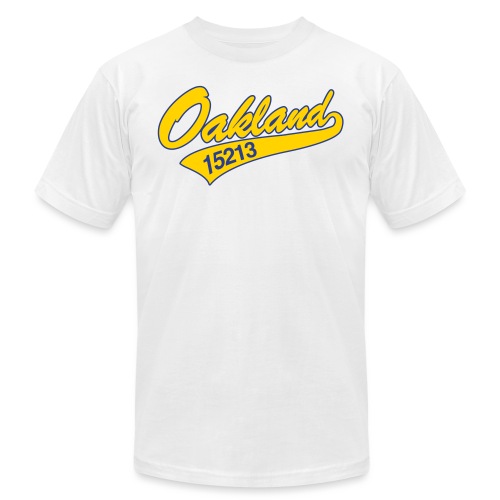 Oakland Gold_blue stroke - Unisex Jersey T-Shirt by Bella + Canvas