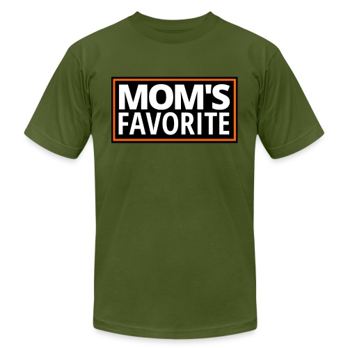 MOM'S FAVORITE (Black & Orange Logo) - Unisex Jersey T-Shirt by Bella + Canvas