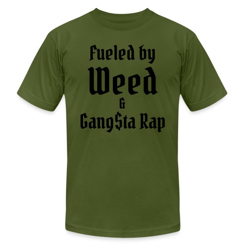Fueled by Weed & Gangsta Rap (black on white) - Unisex Jersey T-Shirt by Bella + Canvas