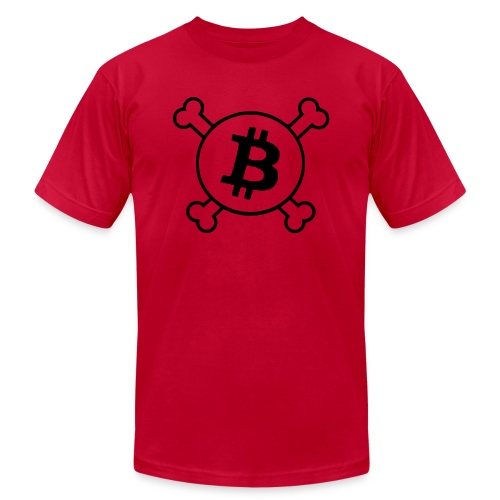 btc pirateflag jolly roger bitcoin pirate flag - Unisex Jersey T-Shirt by Bella + Canvas