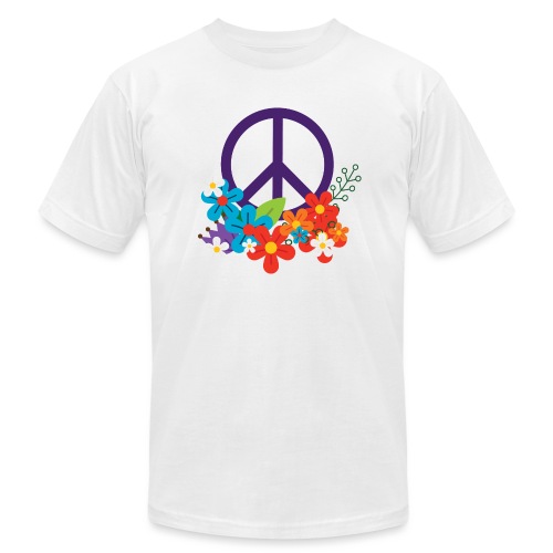 Hippie Peace Design With Flowers - Unisex Jersey T-Shirt by Bella + Canvas
