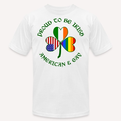 Proud Irish American & Gay Dark Green Shamrock - Unisex Jersey T-Shirt by Bella + Canvas