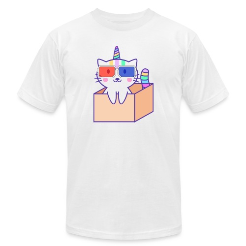 Unicorn cat with 3D glasses doing Vision Therapy! - Unisex Jersey T-Shirt by Bella + Canvas