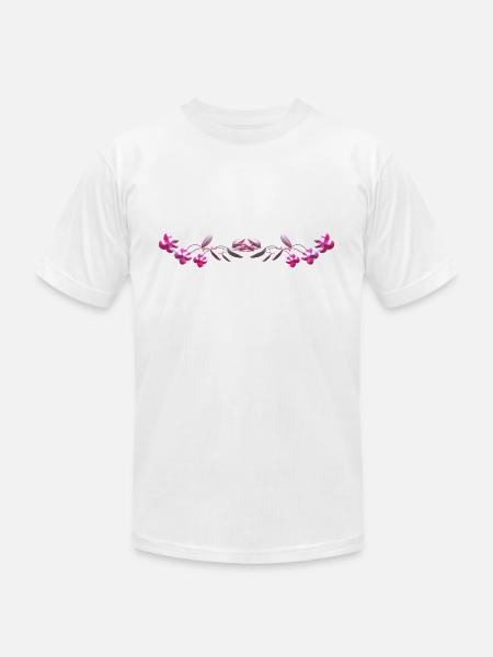 line flowers pink - Unisex Jersey T-Shirt by Bella + Canvas - white