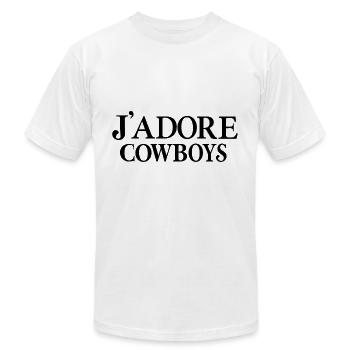 Débardeur Kendall Jenner J’Adore Cowboys - T-shirt unisexe Bella + Canvas - blanc - Devant - Jose (178cm)