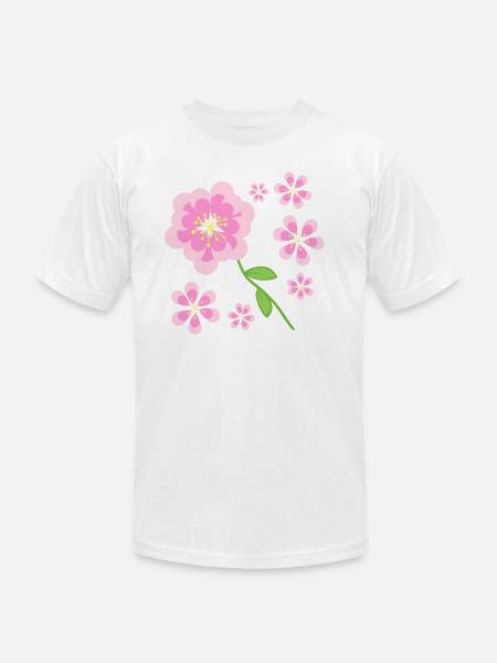 pink flowers pattern - Unisex Jersey T-Shirt by Bella + Canvas - white