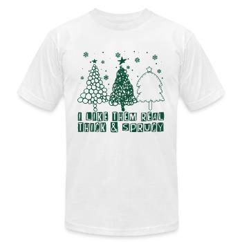 Christmas Thick & Sprucy - Unisex Jersey T-Shirt by Bella + Canvas - white - Front - Jose (178cm)