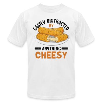 Mozzarella Sticks Lover - Unisex Jersey T-Shirt by Bella + Canvas - white - Front - Jose (178cm)