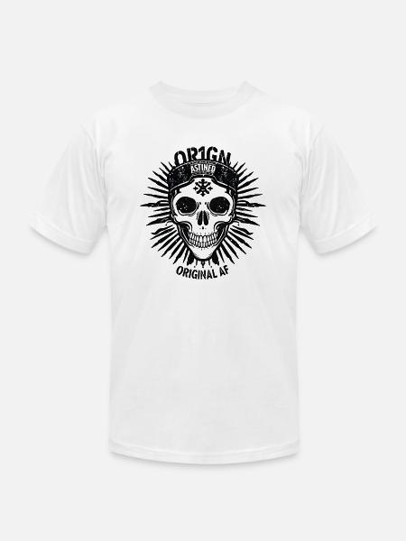 Dark Sunburst Skull Emblem - Unisex Jersey T-Shirt by Bella + Canvas - white