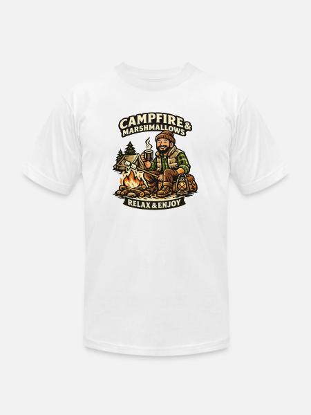Campfire & Marshmallows Cozy Tee - Unisex Jersey T-Shirt by Bella + Canvas - white