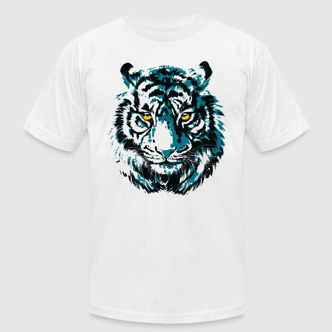 Colorful Turquoise Tiger Head Portrait Drawing