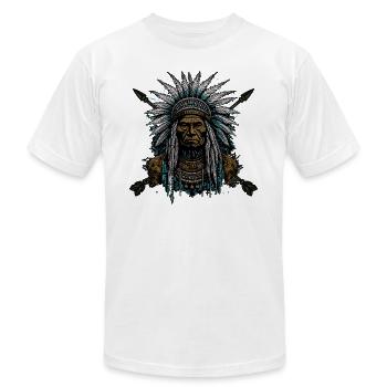 Native American - Unisex Jersey T-Shirt by Bella + Canvas - white - Front - Jose (178cm)