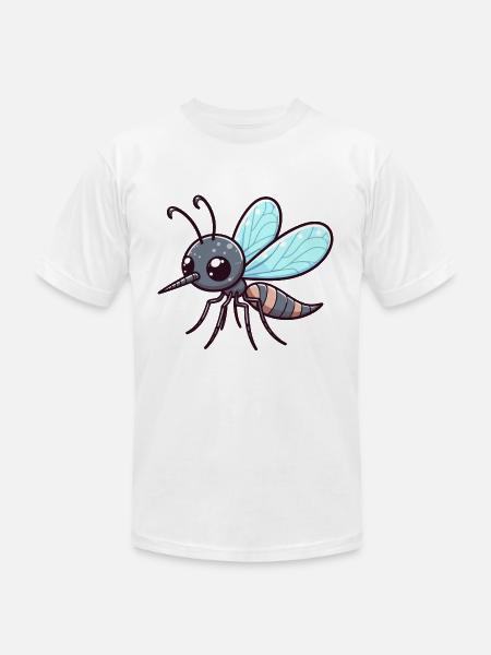 Playful Mosquito Cartoon - Unisex Jersey T-Shirt by Bella + Canvas - white