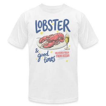 Lobster & Good Times Ocean Party - Unisex Jersey T-Shirt by Bella + Canvas - white - Front - Jose (178cm)