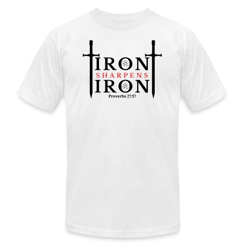 Iron Sharpens Iron - Proverbs 27:17 (Black & Red) - Unisex Jersey T-Shirt by Bella + Canvas