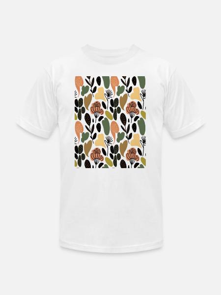Rustic Botanical Floral Pattern - Unisex Jersey T-Shirt by Bella + Canvas - white