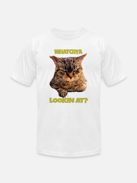 Whatchya Lookin At Cat - Unisex Jersey T-Shirt by Bella + Canvas - white