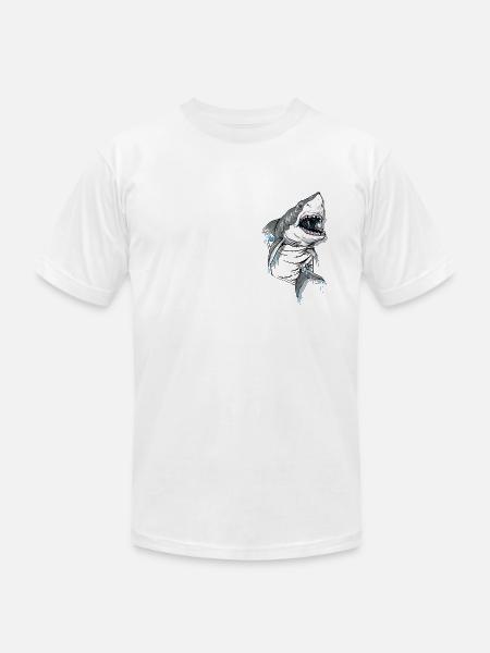 Pocket Great White Shark Pet - Unisex Jersey T-Shirt by Bella + Canvas - white