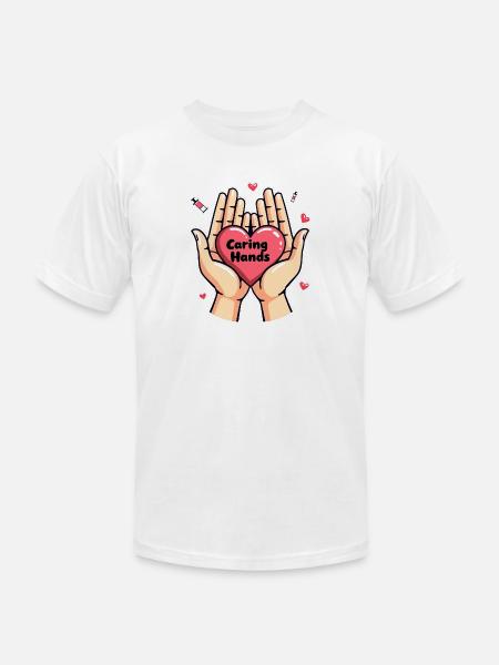 Caring Hands - Unisex Jersey T-Shirt by Bella + Canvas - white