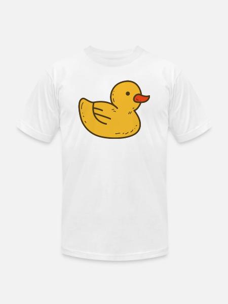 Illustrated Yellow Rubber Ducky - Unisex Jersey T-Shirt by Bella + Canvas - white