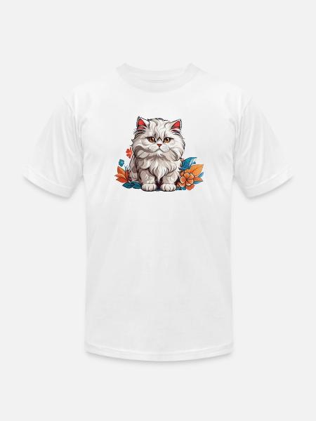 Persian Cat - Unisex Jersey T-Shirt by Bella + Canvas - white