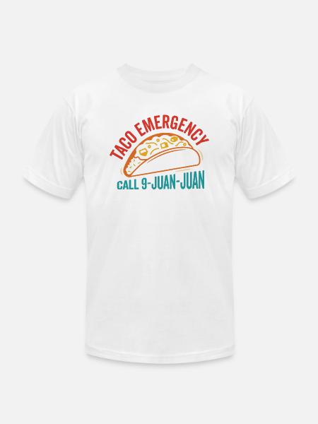 Taco Emergency Call 9-Juan-Juan Funny - Unisex Jersey T-Shirt by Bella + Canvas - white