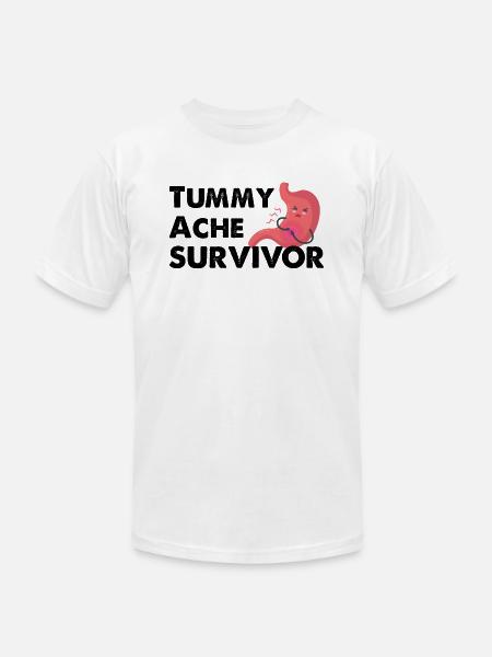 Tummy Ache Survivor - Unisex Jersey T-Shirt by Bella + Canvas - white