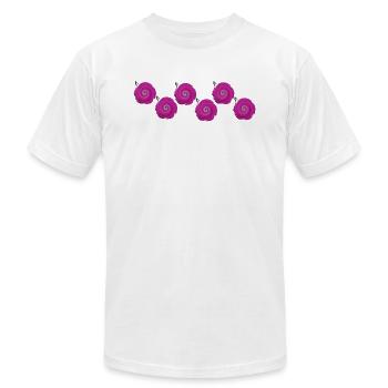 Pink Spiral Flower - Unisex Jersey T-Shirt by Bella + Canvas - white - Front - Jose (178cm)