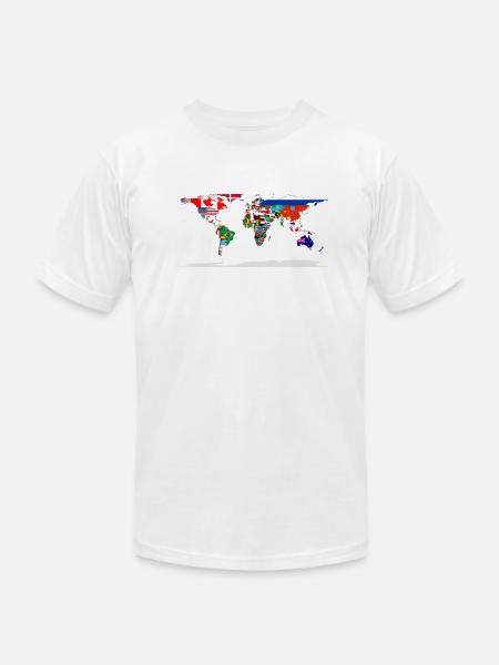 Flag Map Of The World - Unisex Jersey T-Shirt by Bella + Canvas - white