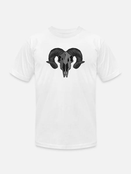 Ram Skull Gift for Heavy Metal Rock Fans - Unisex Jersey T-Shirt by Bella + Canvas - white