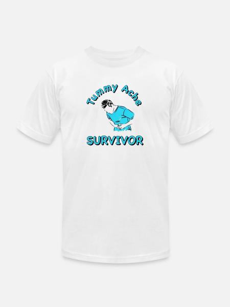 Tummy Ache Survivor - Unisex Jersey T-Shirt by Bella + Canvas - white