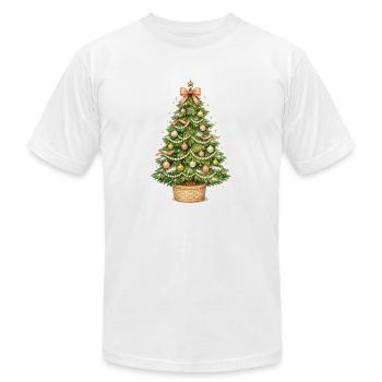 Coquette Pink Bow Christmas Tree - Unisex Jersey T-Shirt by Bella + Canvas - white - Front - Jose (178cm)
